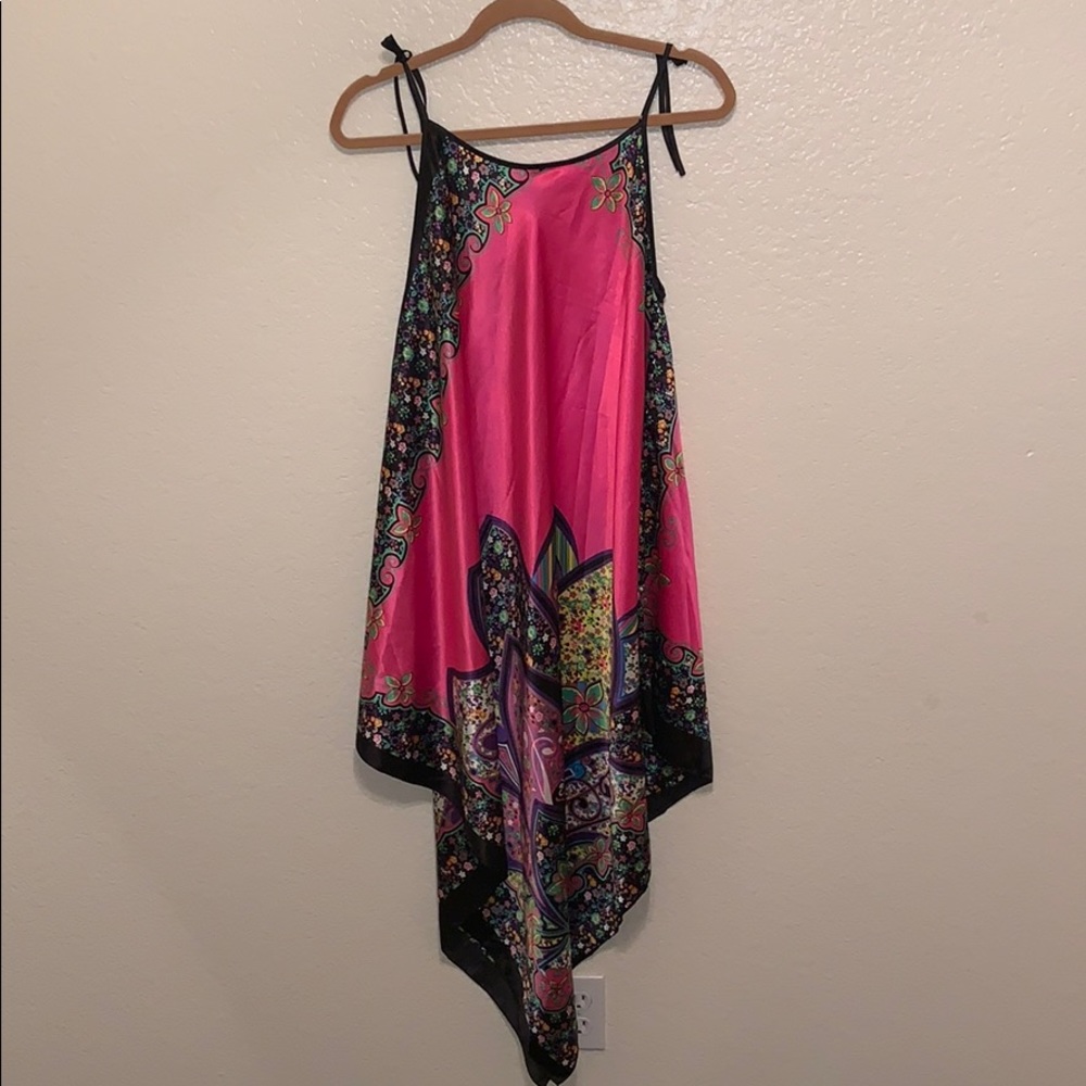 EUC bohemian asymmetrical hem colorful dress